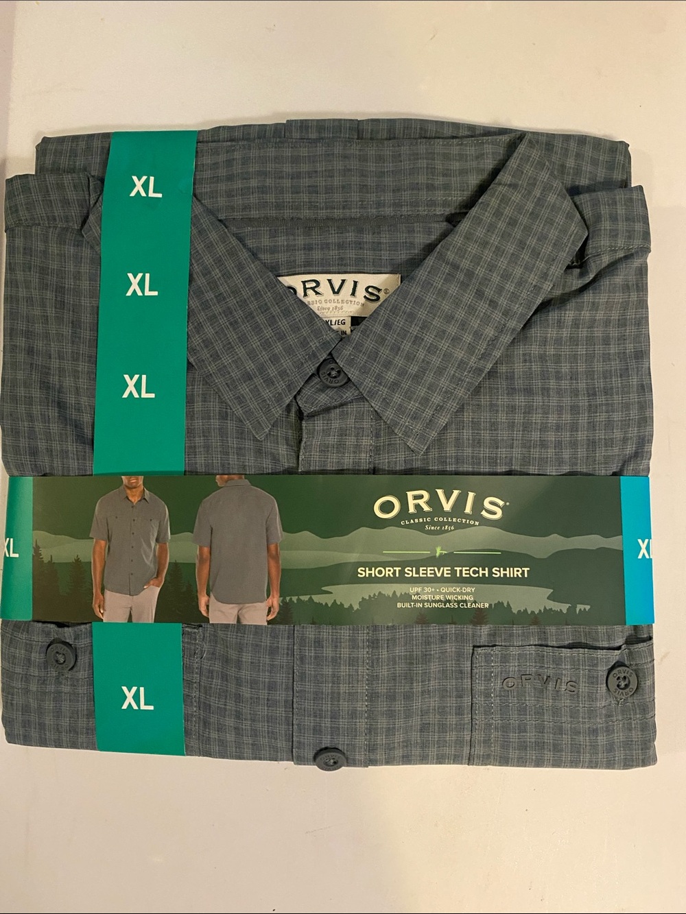 Orvis Short Sleeve Tech Polo - Slate Blue Plaid